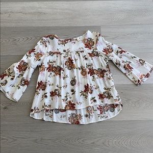 Floral bell sleeve blouse